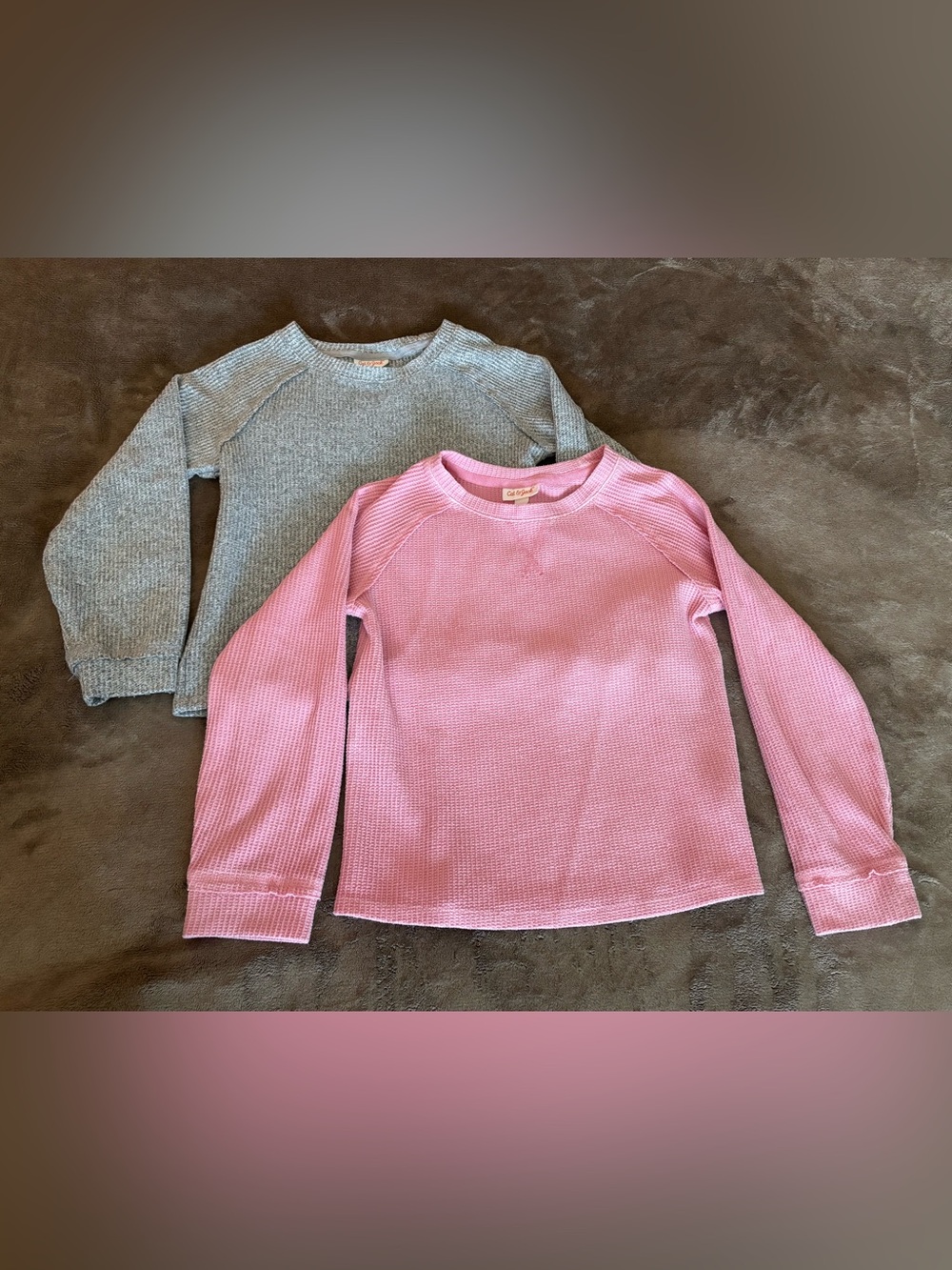 Cat & Jack Kids Thermal Style Sweaters - Pink and Gray